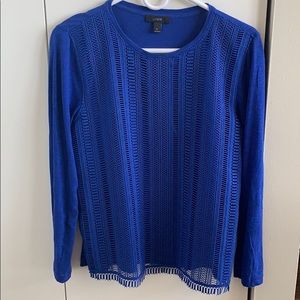 J. Crew long sleeved cotton top in vibrant blue